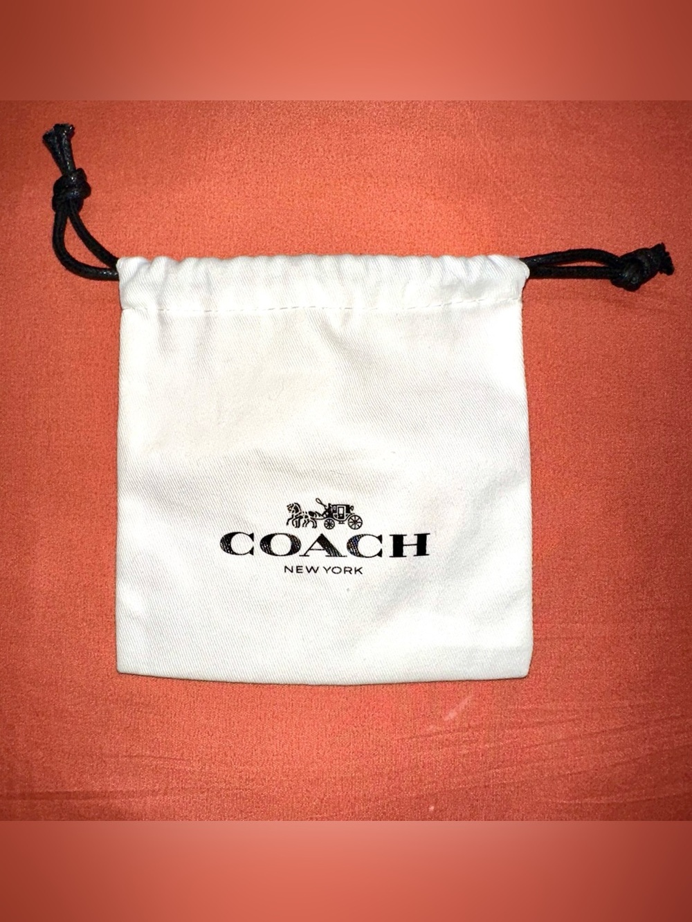 Coach New York White Black Logo Small Drawstring Dust Bag